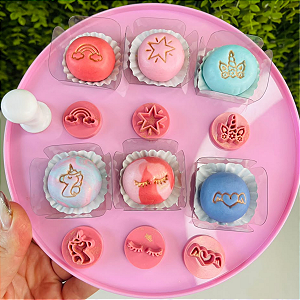 Kit Carimbos Unicórnio Rosa Para Doces E Brigadeiros Blue Star
