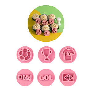 Kit Carimbos Futebol 2cm p/ Doces e Brigadeiros BlueStar