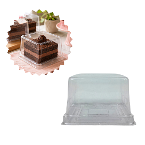 10 Embalagem Mini Cake Box Quadrada Transparente Bolos Festas Docinhos Flip 6534