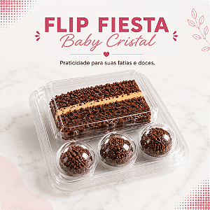 5 Embalagem Flip Fiesta Baby Transparente Fatia Doces Brigadeiros Bolo Aniversário Bolo Festa
