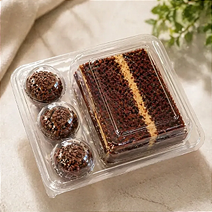 5 Embalagem Flip Fiesta Baby Transparente Fatia Doces Brigadeiros Bolo Aniversário Bolo Festa