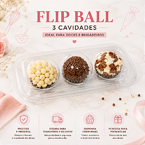 EMBALAGEM FLIP BALL 03 CAVIDADES TRANSPARENTE C/ 05UN