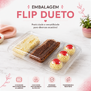 5 Embalagem Flip Dueto Transparente Fatia Bolo Brigadeiro Lanche Aniversário Festa 0044