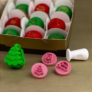 Kit 6 Carimbos Natal Iluminado 2cm Para Doces e Brigadeiros Blue Star
