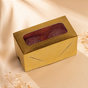 10 Caixas Laminadas Com Visor Para 2 Doces Ouro 8x4x4cm Brigadeiros Encomendas Presentes Natal C4667 Ideia