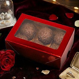 10 Caixas Laminadas Com Visor Para 6 Doces Vermelha Embalagem 12x8x4cm Presentes Encomendas Natal Festa C4679 Ideia