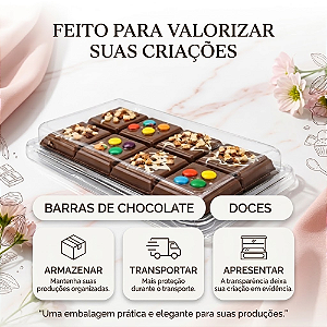 5 Embalagens Tablete Slim Cristal Barra De Chocolate Presente Dia Dos Namorados Mães Flip 0779