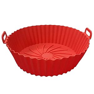 FORMA SILICONE AIRFRYER REDONDA TERRACOTA COM ALÇAS 20CM PRIME CHEF