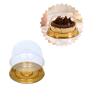 10 Mini Cake Box Redonda Ouro Embalagem Lembrancinhas Pão De Mel Flip 1739