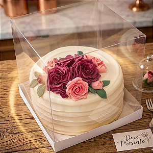 10 Caixas Com Tampa Transparente Essencial Branca 20x20x20cm Bento Cake Bolos Embalagem Panetone C5271 Ideia