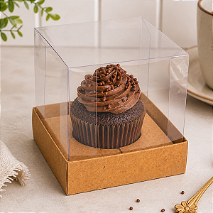 10 Caixas Kraft Para 1 Cupcake Essencial Com Berço Festa Aniversário Encomenda Embalagem C5038 Ideia