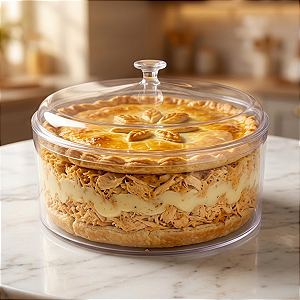 Cake Box Paris Redonda 2,200L Com Tampa Transparente Para Sobremesas Doces Tortas Festa LSC Toys