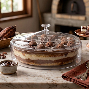 Cake Box Paris Redonda 1,100L Transparente Com Tampa Resistente Para Sobremesas Doces Salgados Festa Lsc Toys