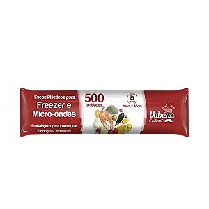 Bobina Picotada c/500un Saco Plástico Freezer e Micro-ondas 5L Vabene