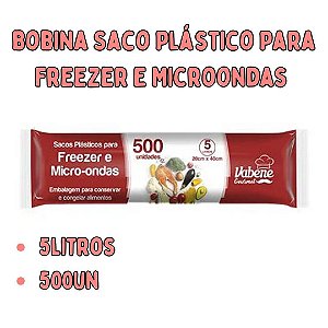 Bobina Picotada c/500un Saco Plástico Freezer e Micro-ondas 5L Vabene