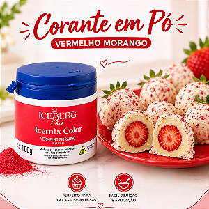 Corante Em Pó Artificial Vermelho Morango Cravejado Do Amor Icemix Color 100g Iceberg