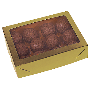 CAIXA LAMINADA C/ VISOR (12 DOCES) OURO C4673 - PCT C/ 10 UNIDADES