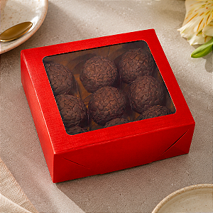 10 Caixas Laminada Com Visor Para 9 Doces Vermelho Embalagem 12x12x4cm Presentes Natal Encomendas C4681 Ideia