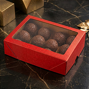 10 Caixas Laminada Com Visor Para 12 Doces Vermelho Embalagem 16x12x4cm Presentes Encomendas Natal C4683 Ideia