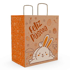 10 SACOLAS ECO M LARANJA - PASCOA DIVERTIDA C5340 IDEIA