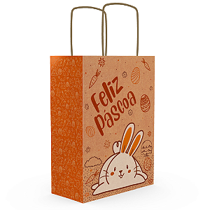 10 SACOLAS ECO P LARANJA - PASCOA DIVERTIDA C5339 IDEIA