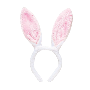 TIARA C/ ORELHAS DE COELHO BRANCO E ROSA PÁSCOA CROMUS