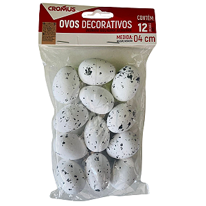 MINI OVOS DECORATIVOS BRANCO C/12 PCS CROMUS