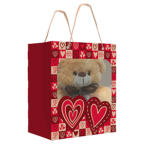 5 SACOLAS COM VISOR 22x14x26CM - CORAÇÕES C5501 IDEIA