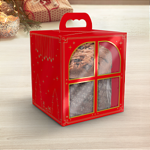 CAIXA PANETONE JANELA C/ ALÇA NATAL LUZ PCT C/ 10 UN C5671 IDEIA