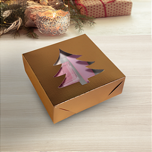 CAIXA C/ VISOR ARVORE LAMINADA OURO NATAL LUZ PCT C/ 10 UNIDADES C5669 IDEIA