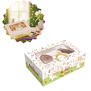 CAIXA GAVETA P/ 2 MINI OVOS 50G OU COELHO DE CHOCOLATE - PASCOA COLORIR - PCT C/ 10 UNIDADES C5916