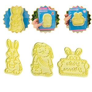 Kit 3 Cortador c/ Carimbo Páscoa BlueStar