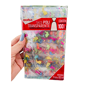 Saco Transparente Páscoa Coelhinho Colorido Bliss 11x19,5cm c/100un Cromus