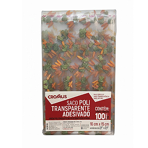 Saco Adesivado Transparente Páscoa Cenourinha 10X15cm Pct c/100un Cromus
