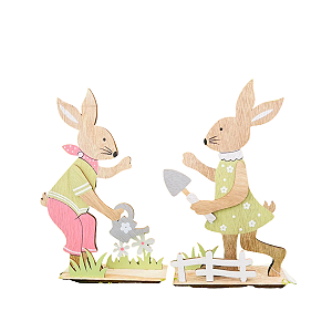 Casal De Coelhos Páscoa Jardim Sortido 25cm C/2un Cromus 1827327