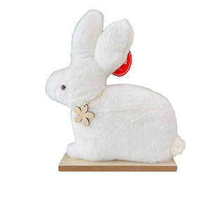 Coelho Sentado Pelúcia Branco 30cm C/1un Cromus