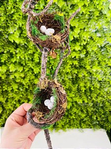 Galho Rustico c/Ninhos 38cm - Marron c/ 1un Cromus