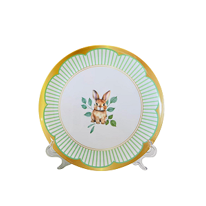 Prato Decorado Páscoa Flor Verde 20cm C/1un Cromus