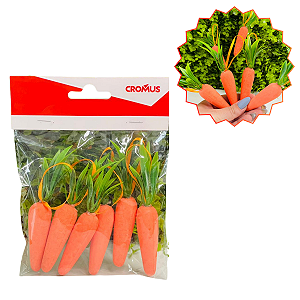 Cenoura Decorativa Laranja/Verde 12cmX7cm Jogo C/6un Cromus