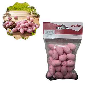 36 Mini Ovos Decorativos Rosa Páscoa Cromus 1064501