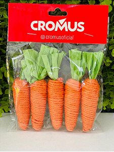 Cenoura Flocada P Laranja/Verde 12,5CMX2cm Jogo C/5un Cromus 1094380