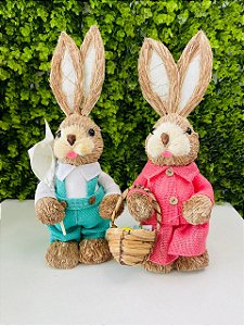 Coelho Páscoa Azul Ou Rosa Decoração 35cm HP051 Silver