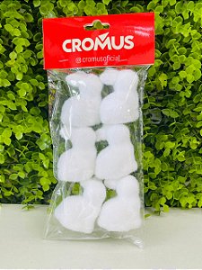 Jogo 6 Coelhos Decorativos Espuma Flocado 5cm Cenário 1096297 Cromus