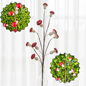 Galho De Cogumelos 60cm Vermelho Artificial Cromus 1093025
