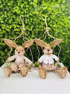 Enfeite Decorativo Para Pendurar Coelho Balanço Sortido Marrom 40cm Páscoa 1094040 Cromus