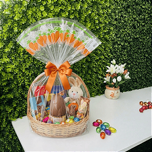 Saco Poli Barrado Abraco Do Coelhinho 45cmx58cm 25pc Laranja/Verde