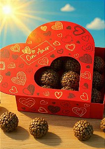 10 Caixas Coração Para 9 Doces Gaveta Com Visor Amor Presente Dia Das Mães Namorados Brigadeiros C5970 Ideia