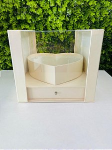 Caixa Gaveta Quadrada Coração Bege 25x25x21 Cromus 39002132