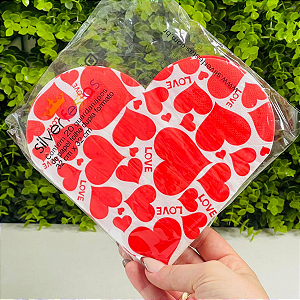 20 Guardanapos Estampa Coração 32cmx32cm Para Decoração Mesa Jantar Noivado Festa Namorados GP33122 Silver