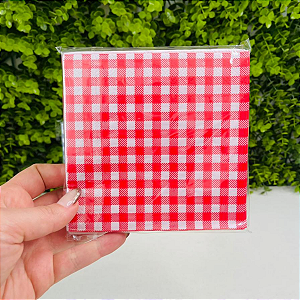 20 Guardanapos Estampado 25cm Folha Dupla Xadrez Vermelho Festa Junina Decoração Mesa Doces GP25163 Silver